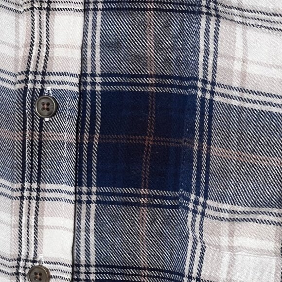 HB Harbor Bay Men's 3XLT Flannel Shirt Long Sleeve Blue Plaid Button-Down Cotton - Picture 6 of 16